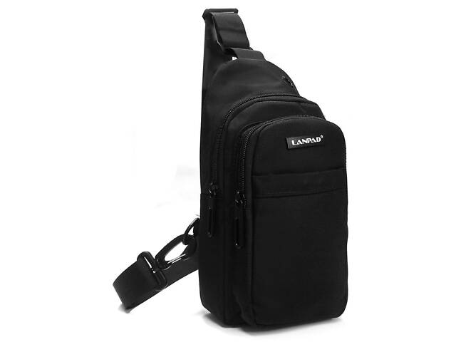 Мужская сумка тканевая Lanpad черная - Фото 1
