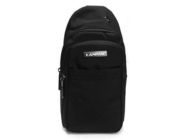 Мужская сумка тканевая Lanpad черная - Фото 2