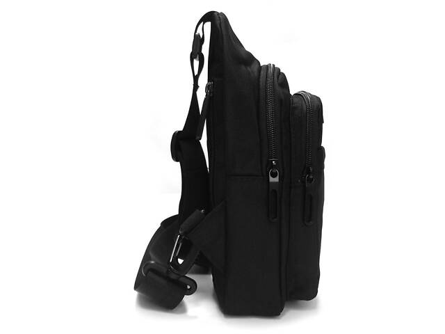 Мужская сумка тканевая Lanpad черная - Фото 4