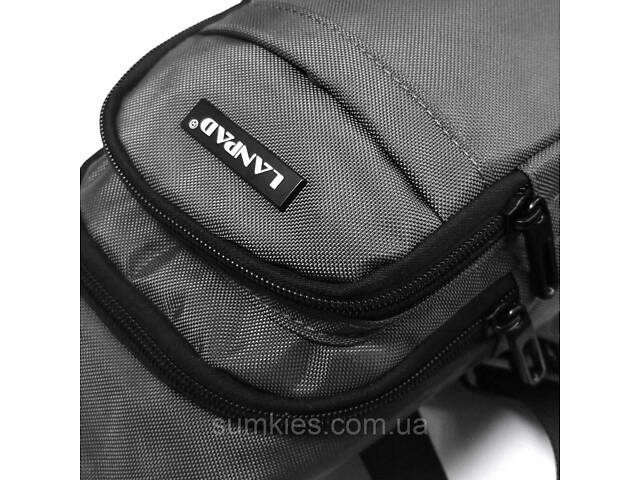 Чоловіча сумка тканинна Lanpad сіра - Фото 5