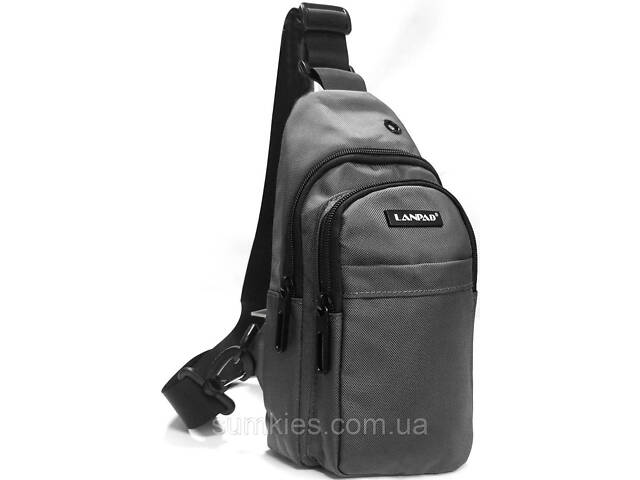 Чоловіча сумка тканинна Lanpad сіра - Фото 1