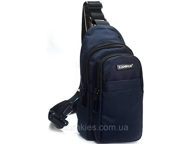 Чоловіча сумка тканинна Lanpad синя - Фото 1