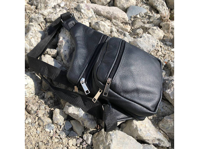 Чоловіча сумка з натуральної шкіри, тактична сумка - месенджер чорна, тактична сумка на груди - Фото 13