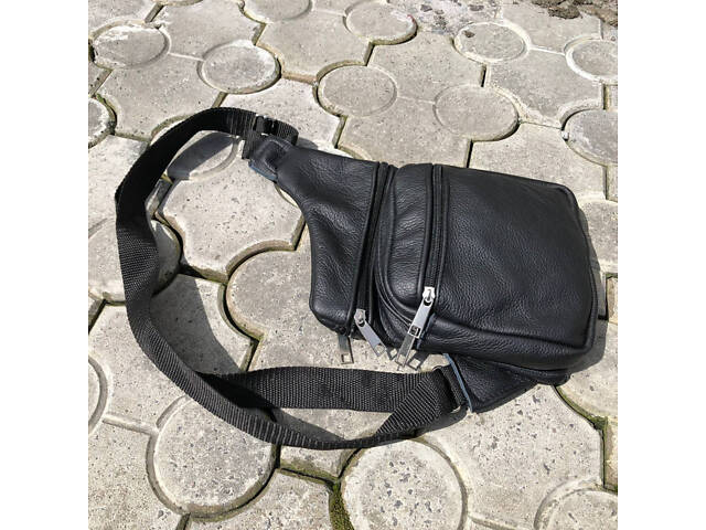 Чоловіча сумка з натуральної шкіри, тактична сумка - месенджер чорна, тактична сумка на груди - Фото 17
