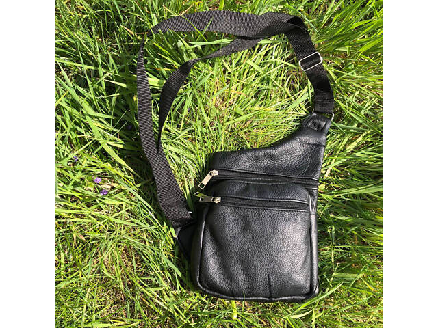 Чоловіча сумка з натуральної шкіри, тактична сумка - месенджер чорна, тактична сумка на груди - Фото 21