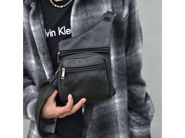 Чоловіча сумка з натуральної шкіри, тактична сумка - месенджер чорна, тактична сумка на груди - Фото 31