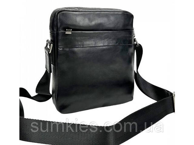 Чоловіча сумка з натуральної шкіри Tiding Bag чорна - Фото 2