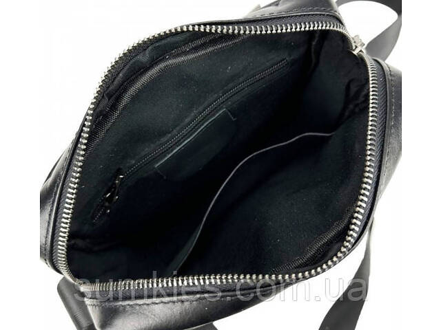 Чоловіча сумка з натуральної шкіри Tiding Bag чорна - Фото 3