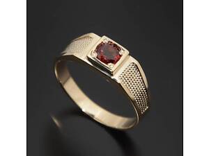 Мужская золотая печатка с гранатом MK-0002
