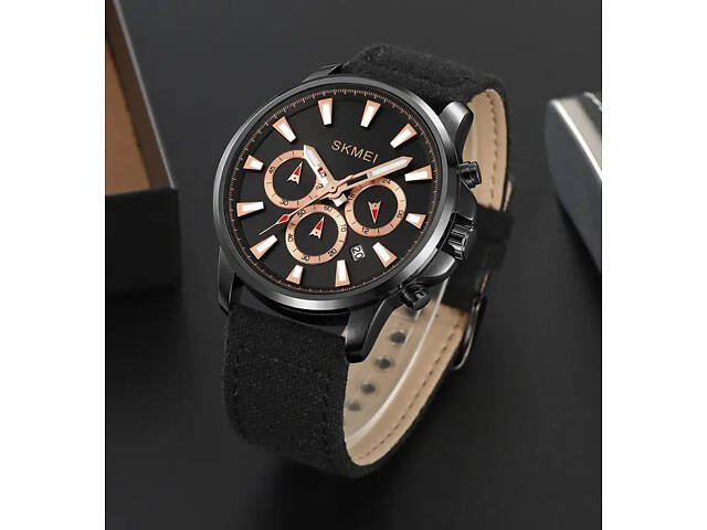 Мужские наручные часы Skmei 2071 на нейлоновом ремешке Черный - Фото 3