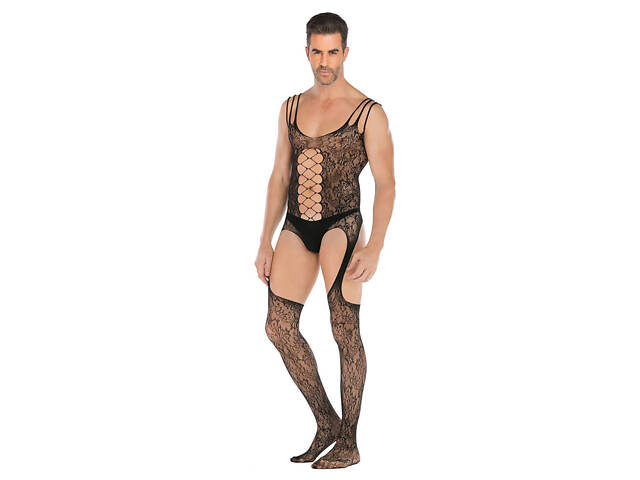 Чоловічий боді-комбінезон з мереживом We Love One Size Чорний (DLSC617) - Фото 1