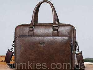 Чоловічий діловий портфель для документів формат А4, чоловіча сумка для планшета ноутбука Темно-коричневий
