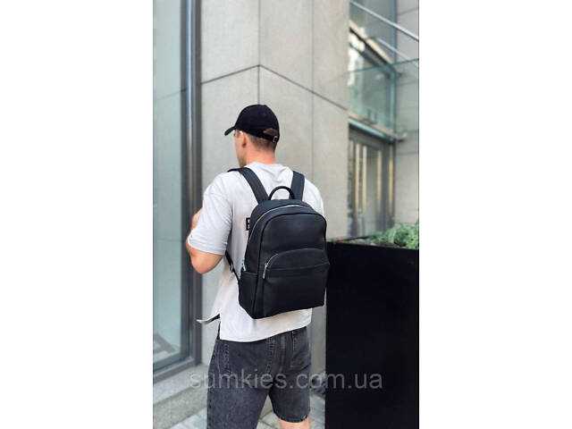 Чоловічий міський шкіряний рюкзак 28х39х15, сумка наплічна для роботи та подорожей Tiding Bag 60320 чорна - Фото 2