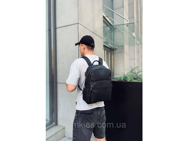 Чоловічий міський шкіряний рюкзак 28х39х15, сумка наплічна для роботи та подорожей Tiding Bag 60320 чорна - Фото 6