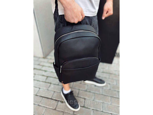 Чоловічий міський шкіряний рюкзак 28х39х15, сумка наплічна для роботи та подорожей Tiding Bag 60320 чорна - Фото 9