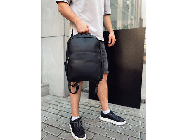 Чоловічий міський шкіряний рюкзак 28х39х15, сумка наплічна для роботи та подорожей Tiding Bag 60320 чорна - Фото 10
