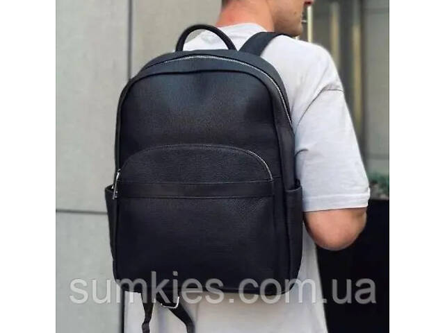 Чоловічий міський шкіряний рюкзак 28х39х15, сумка наплічна для роботи та подорожей Tiding Bag 60320 чорна - Фото 1