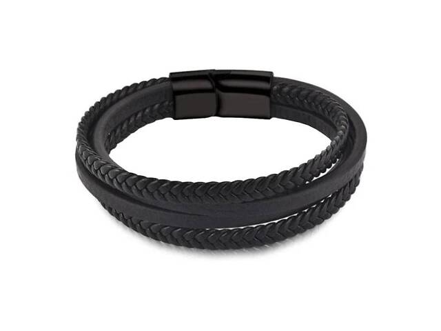 Чоловічий шкіряний браслет Primo Rope 22 з магнітною застібкою - Black - Фото 2