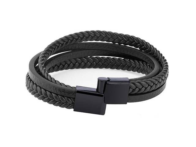Чоловічий шкіряний браслет Primo Rope 22 з магнітною застібкою - Black - Фото 3