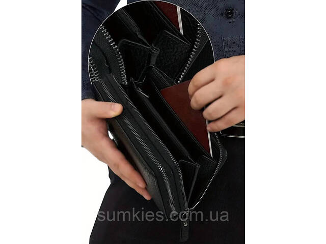 Мужской кожаный клатч 09752-111 Черный - Фото 9