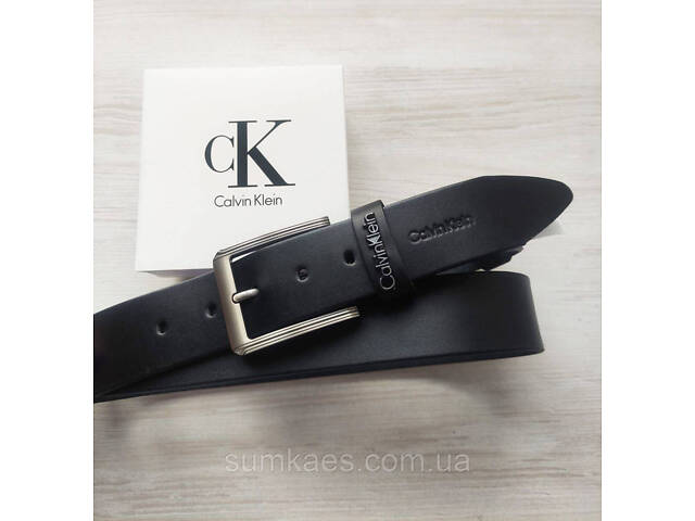 Чоловічий шкіряний ремінь CalvinKlein коробка в подарунок! - Фото 1