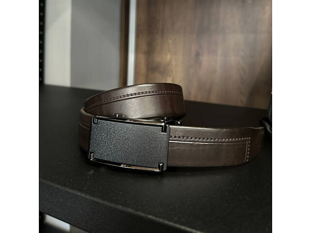 Чоловічий шкіряний ремінь із пряжкою автомат 3967 - Фото 1