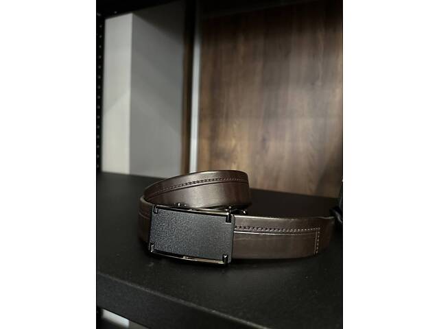 Чоловічий шкіряний ремінь із пряжкою автомат 3967 - Фото 2