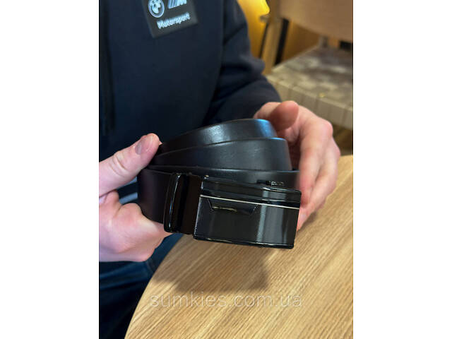 Чоловічий шкіряний ремінь із пряжкою автомат 4978 - Фото 3