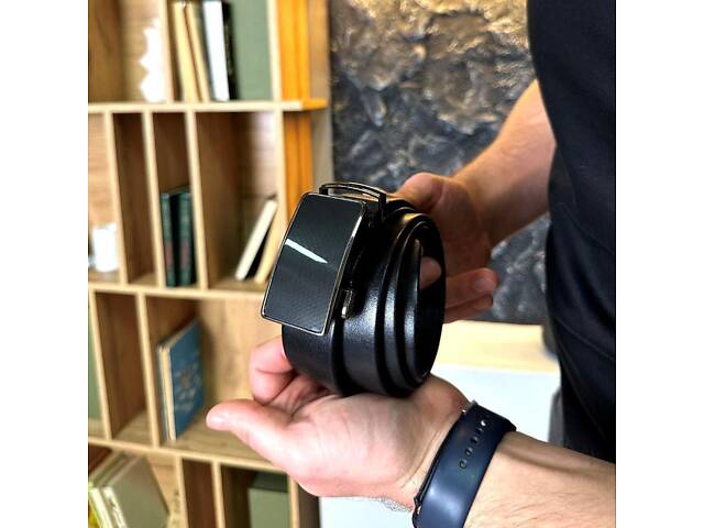 Чоловічий шкіряний ремінь із пряжкою автомат - Фото 1