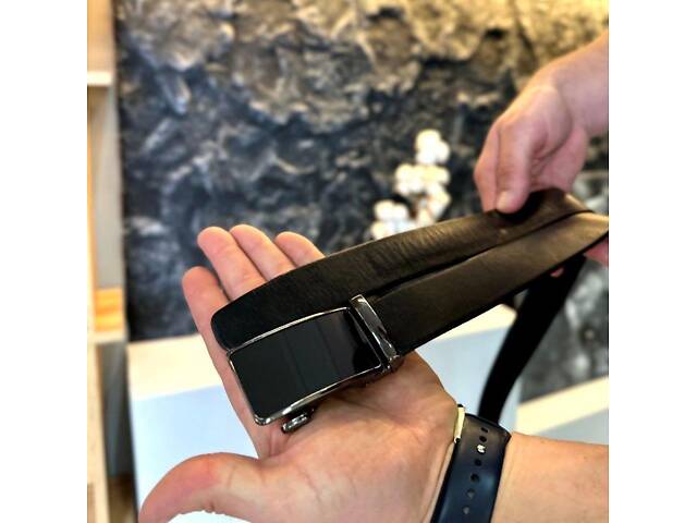 Чоловічий шкіряний ремінь із пряжкою автомат - Фото 3