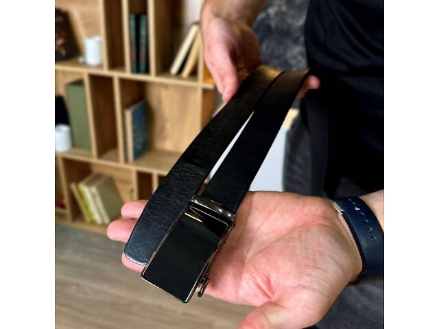 Чоловічий шкіряний ремінь із пряжкою автомат - Фото 4