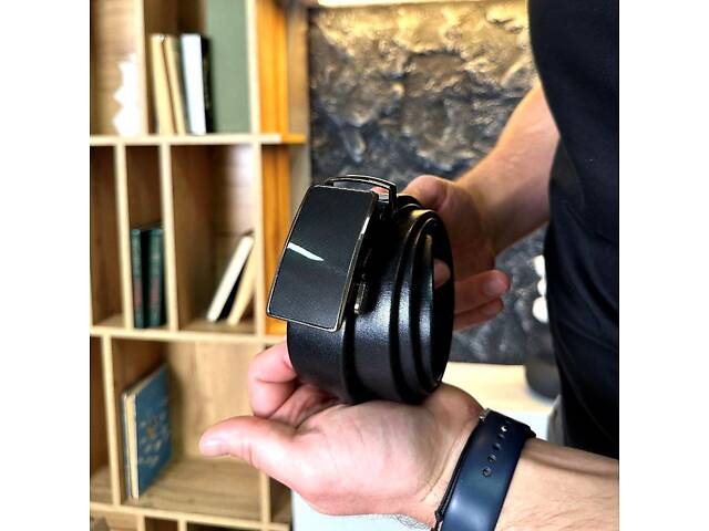 Чоловічий шкіряний ремінь із пряжкою автомат - Фото 5