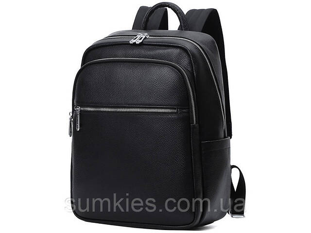Чоловічий шкіряний рюкзак для поїздок та прогулянок 30х40х17, сумка на спину в офіс Tiding Bag 75362 чорна - Фото 1