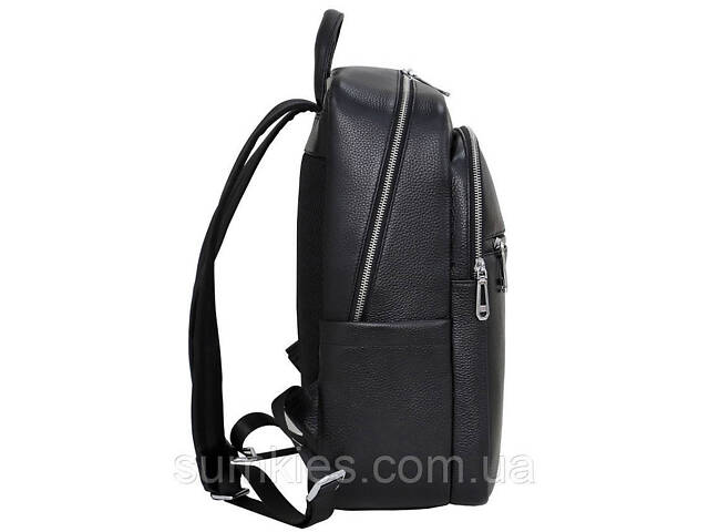 Чоловічий шкіряний рюкзак для поїздок та прогулянок 30х40х17, сумка на спину в офіс Tiding Bag 75362 чорна - Фото 8