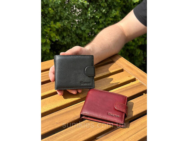 Чоловічий гаманець натуральний гаманець чорний, коричневий HORTON 208 - Фото 2