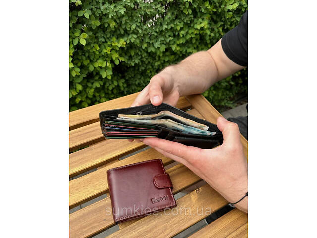 Чоловічий гаманець натуральний гаманець чорний, коричневий HORTON 208 - Фото 4