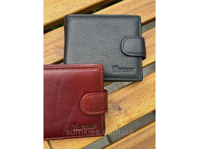 Чоловічий гаманець натуральний гаманець чорний, коричневий HORTON 208 - Фото 8