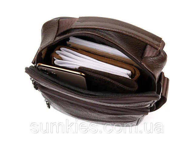 Чоловічий месенджер на одне відділення Vintage 20456 Коричневий - Фото 3