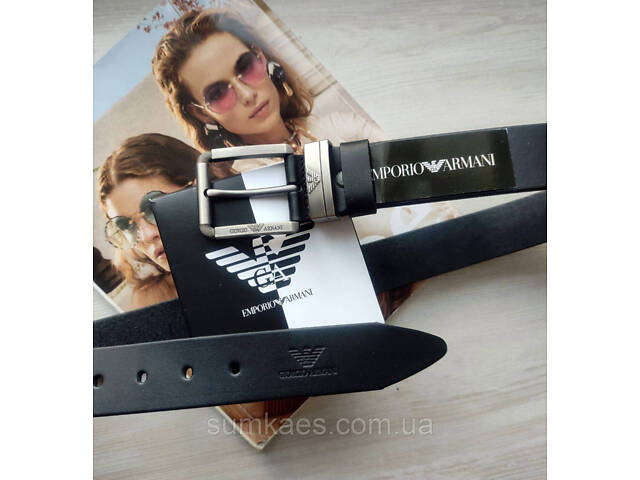 Мужской подарочный набор Armani часы, кожаный ремень и кошелек black/silver - Фото 7