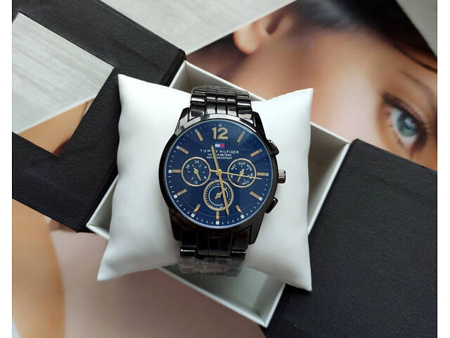 Мужской подарочный набор часов, кожаный ремень и кошелек black total - Фото 6