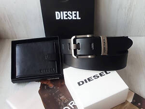 Чоловічий подарунковий набір Diesel шкіряний ремінь і гаманець