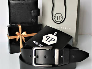 Мужской подарочный набор кошелек+ремень Philipp Plein