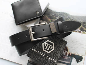 Мужской подарочный набор Philipp Plein кошелек + ремень в подарочном пакете