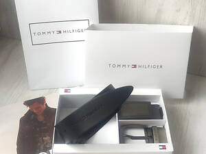 Мужской подарочный набор ремень+ две пряжки TOMMY Hilfiger silver