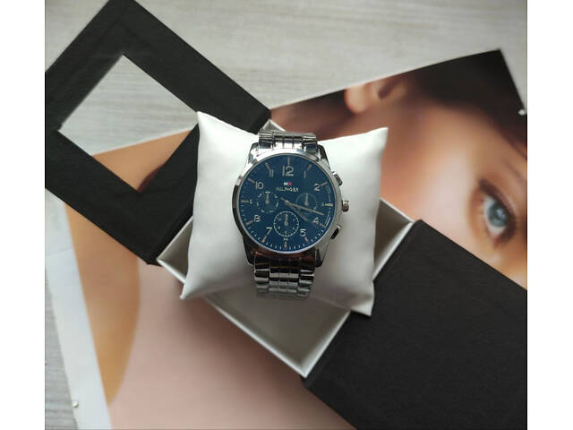 Мужской подарочный набор Tommi часы и кожаный ремень silver/black - Фото 6