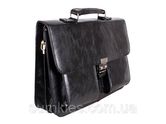 Чоловічий портфель зі штучної шкіри 302974 чорний - Фото 1