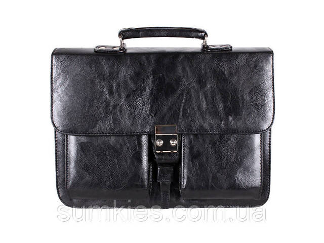 Чоловічий портфель зі штучної шкіри 302974 чорний - Фото 2