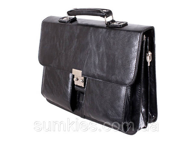 Чоловічий портфель зі штучної шкіри 302974 чорний - Фото 3