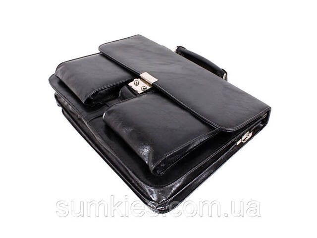 Чоловічий портфель зі штучної шкіри 302974 чорний - Фото 4
