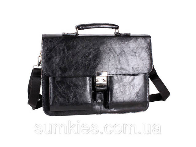 Чоловічий портфель зі штучної шкіри 302974 чорний - Фото 5